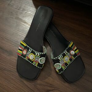 Women's Beaded, Island Style, Short-Wedge Sandals